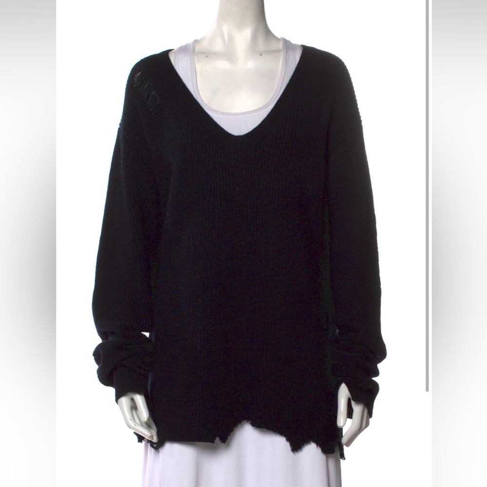 SOLD Helmut Lang Distressed V-Neck Sweater